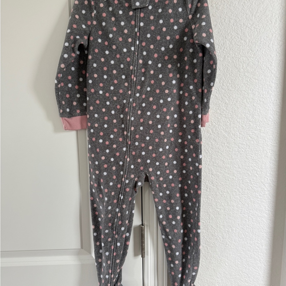 Carter's Gray and Pink Polka Dot fleece Footie